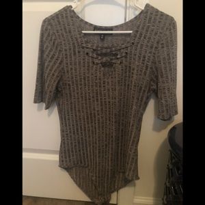 Almost Famous Striped & Sleeved Bodysuit